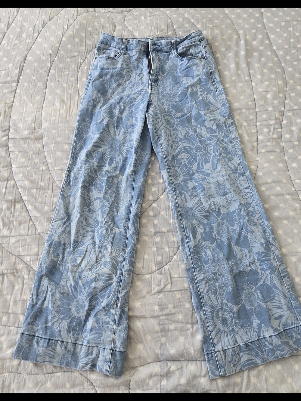 George Light Blue Denim Jeans with Floral Detail